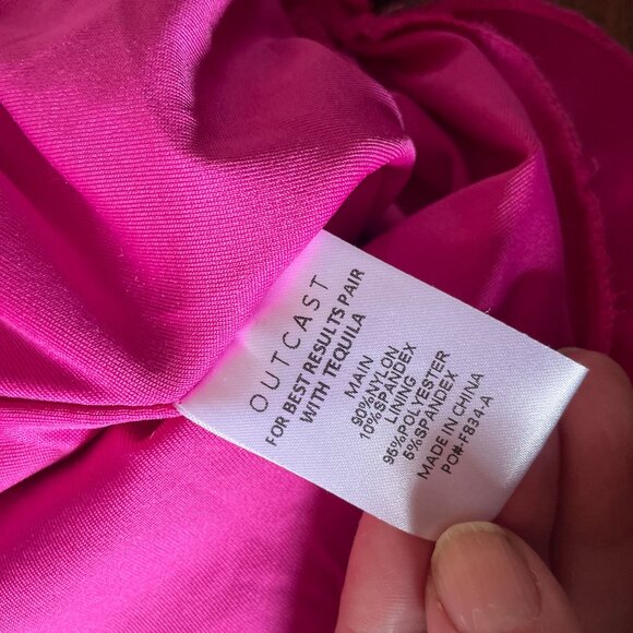 Outcast Hot Pink Lace Corset Mini Dress Ruched Y2K Barbiecore Party Club Dress S - Picture 13 of 13